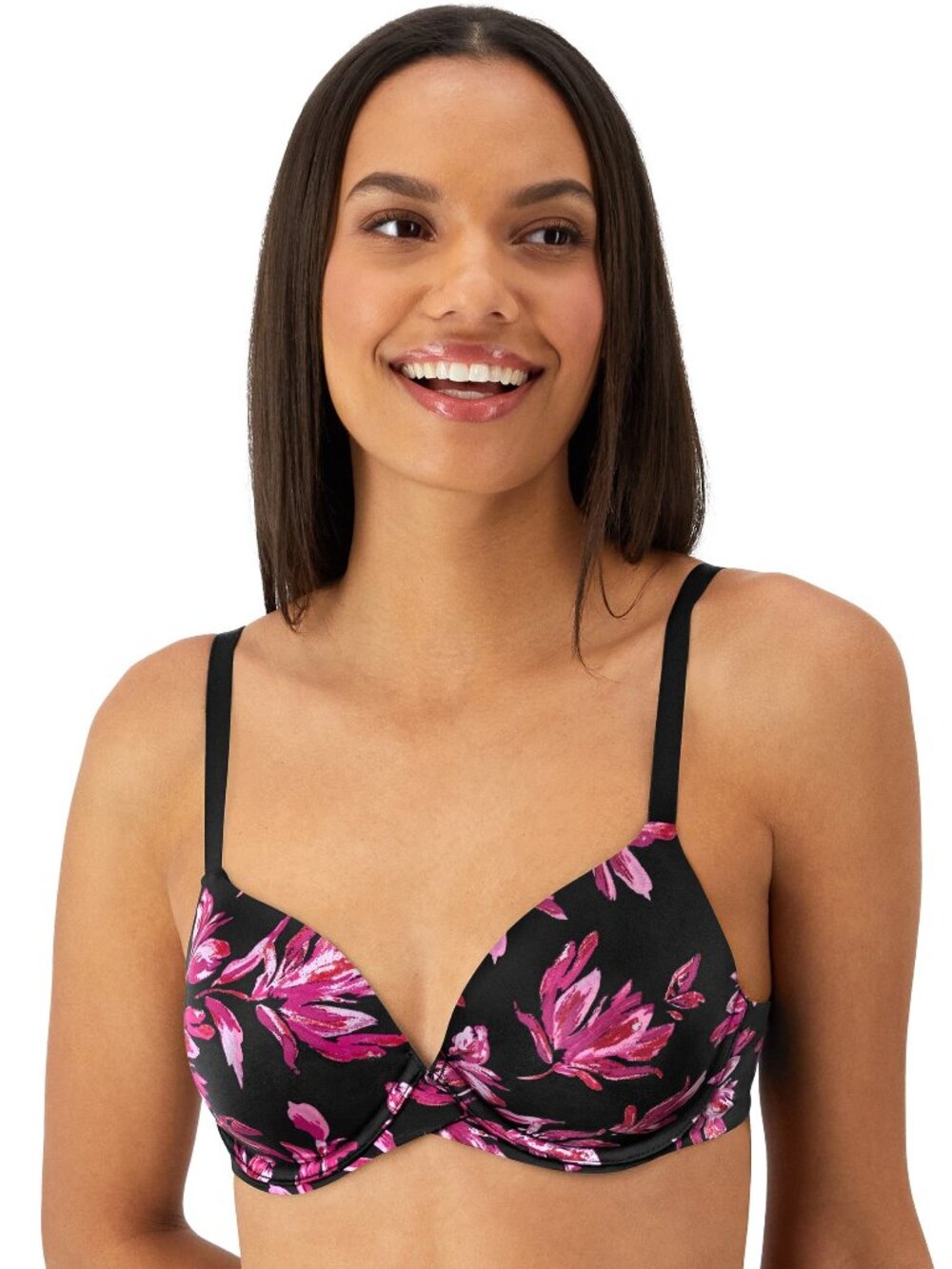 #1834 Maidenform One Fabulous Fit 2.0 Tailored Demi T-Shirt Bra in Black Luxe